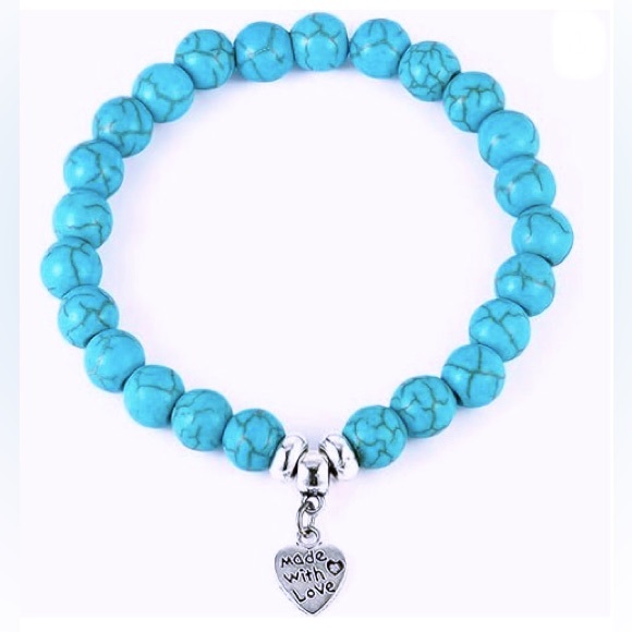 Jewelry - HOST PICK Bohemian Turquoise Beaded Stretch Bracelet W/ Silver Charm